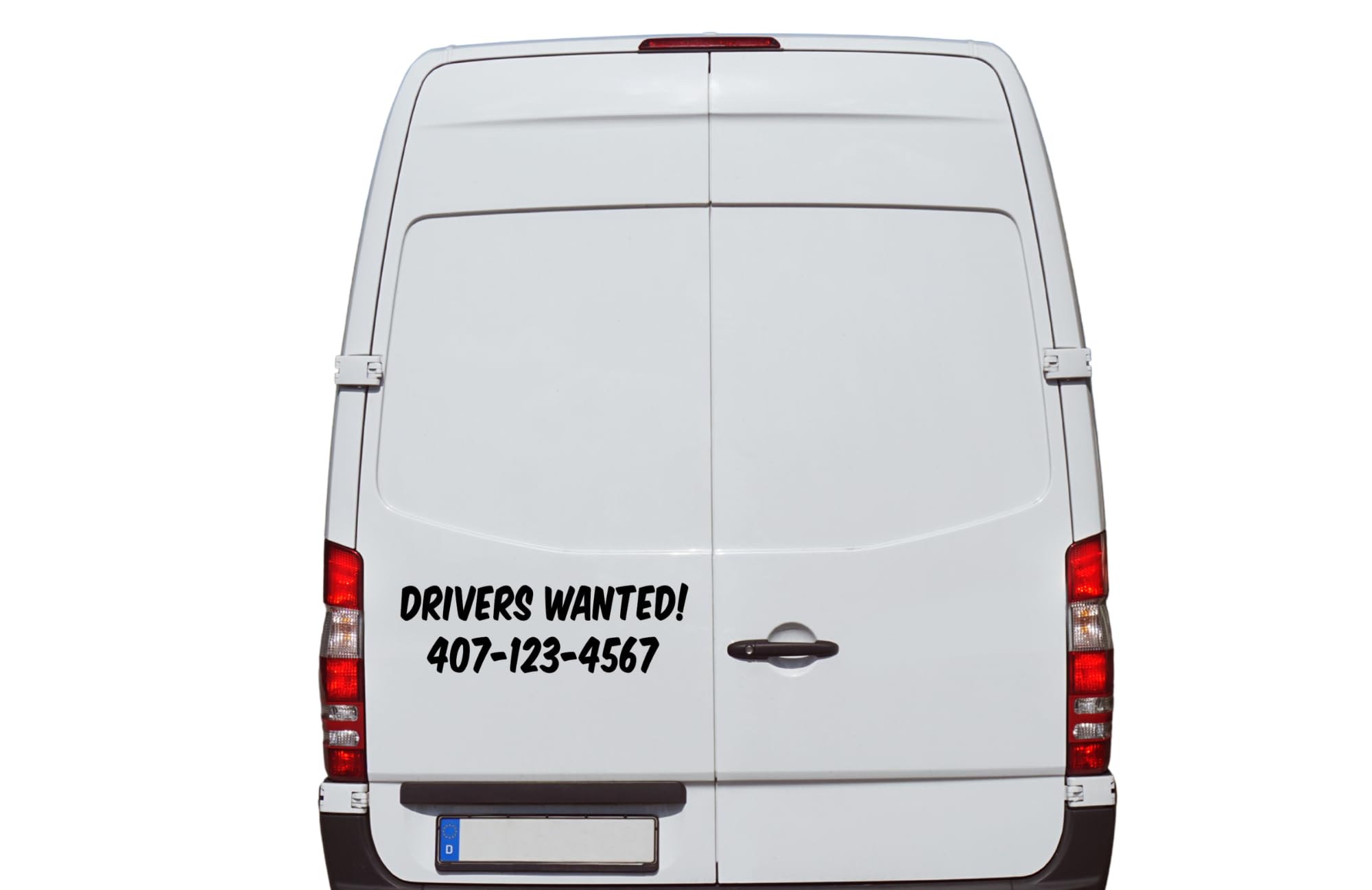 Drivers Wanted Custom Phone Number Vinyl Decal Sticker for Vehicle, Car, Van, Truck Window