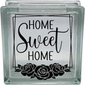 Home Sweet Home Glass Block Decal, Vinyl Decal Sticker with Rose Design, Home Decor Decoration, Glass Block Not Included