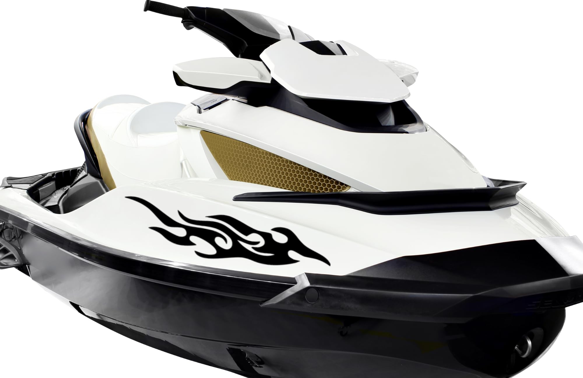 Jet Ski Flame Stripes Vinyl Decal, 24x5 Inch, Set of 2