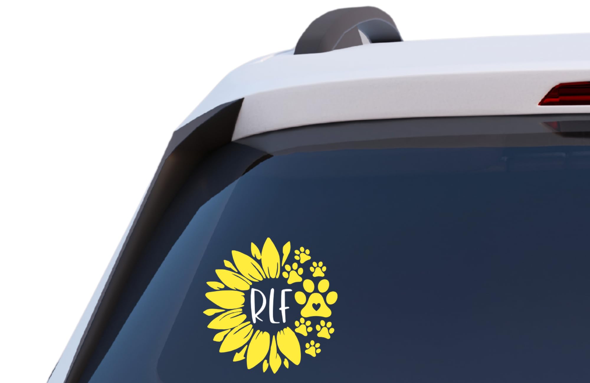 Personalized Sunflower Paw Print Vinyl Decal, Custom Monogram Car Sticker, Indoor Glass Window Application Cup Mug Tumbler Waterproof Decal