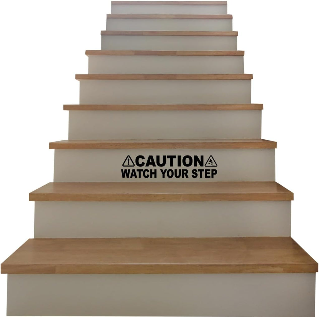 Caution Watch Your Step Decal, Safety Warning Sticker with Triangle Icons, 2 Pack