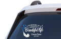 in Memory of a Beautiful Life Memorial Decal, Custom Name and Date Vinyl Car Sticker with Feather and Birds Design