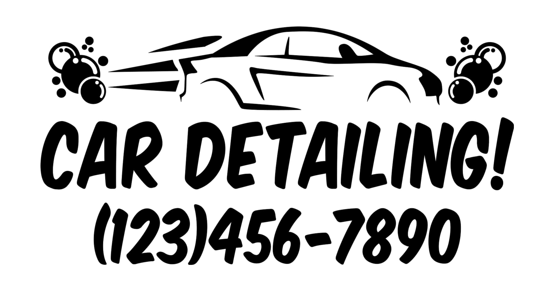 Car Detailing Custom Phone Number Vinyl Decal Sticker, Business Advertising Window Decal with Car Graphics