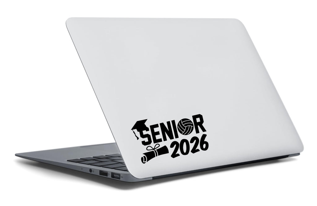 Senior 2026 Volleyball Decal Sticker, Graduation Cap and Diploma Theme