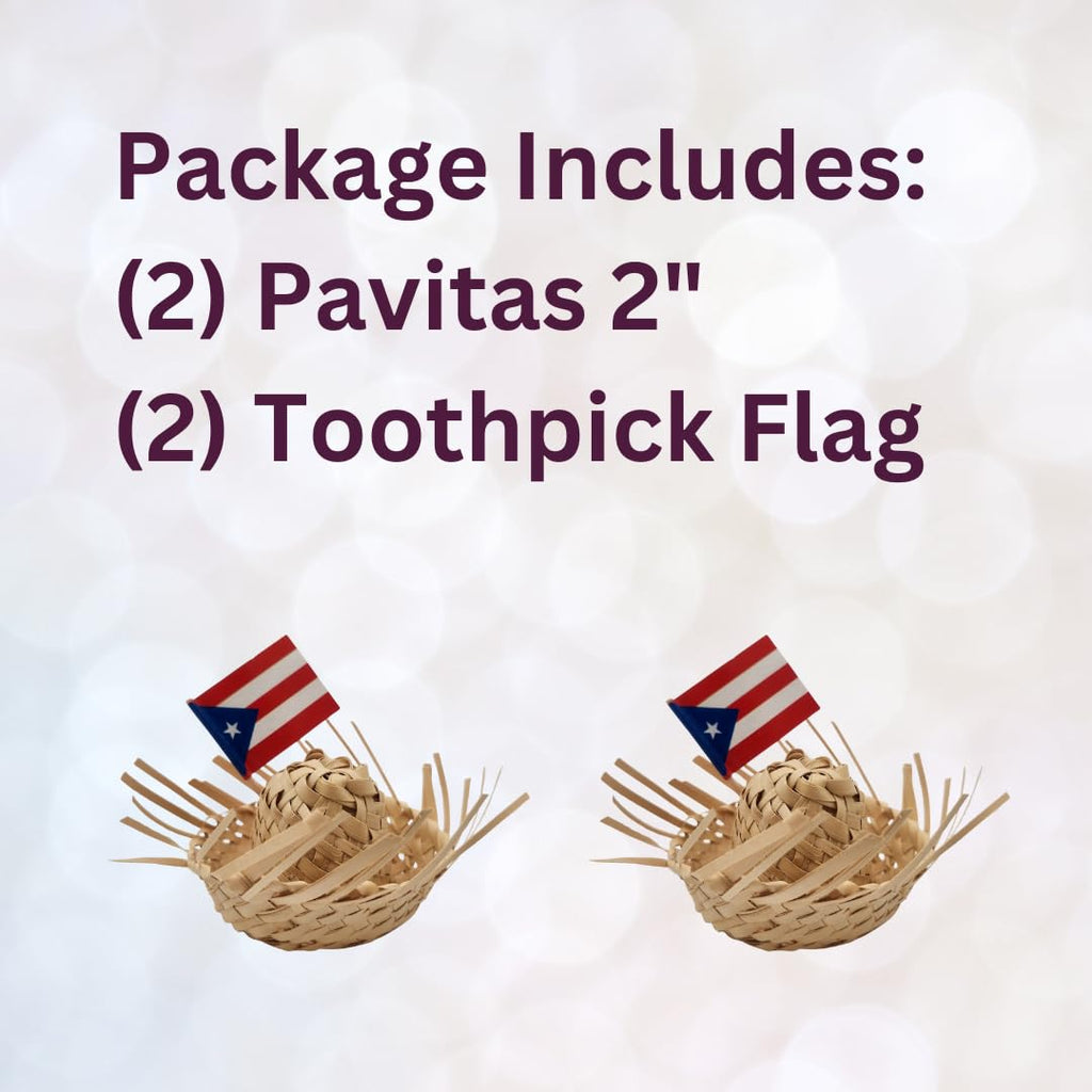Pack of 2 Mini 2" Pava Straw Traditional Pavita Hats Puerto Rico & Toothpick Flags Jibaro Hats Party Favors Birthday Souvenirs Coquito Bottle Topper