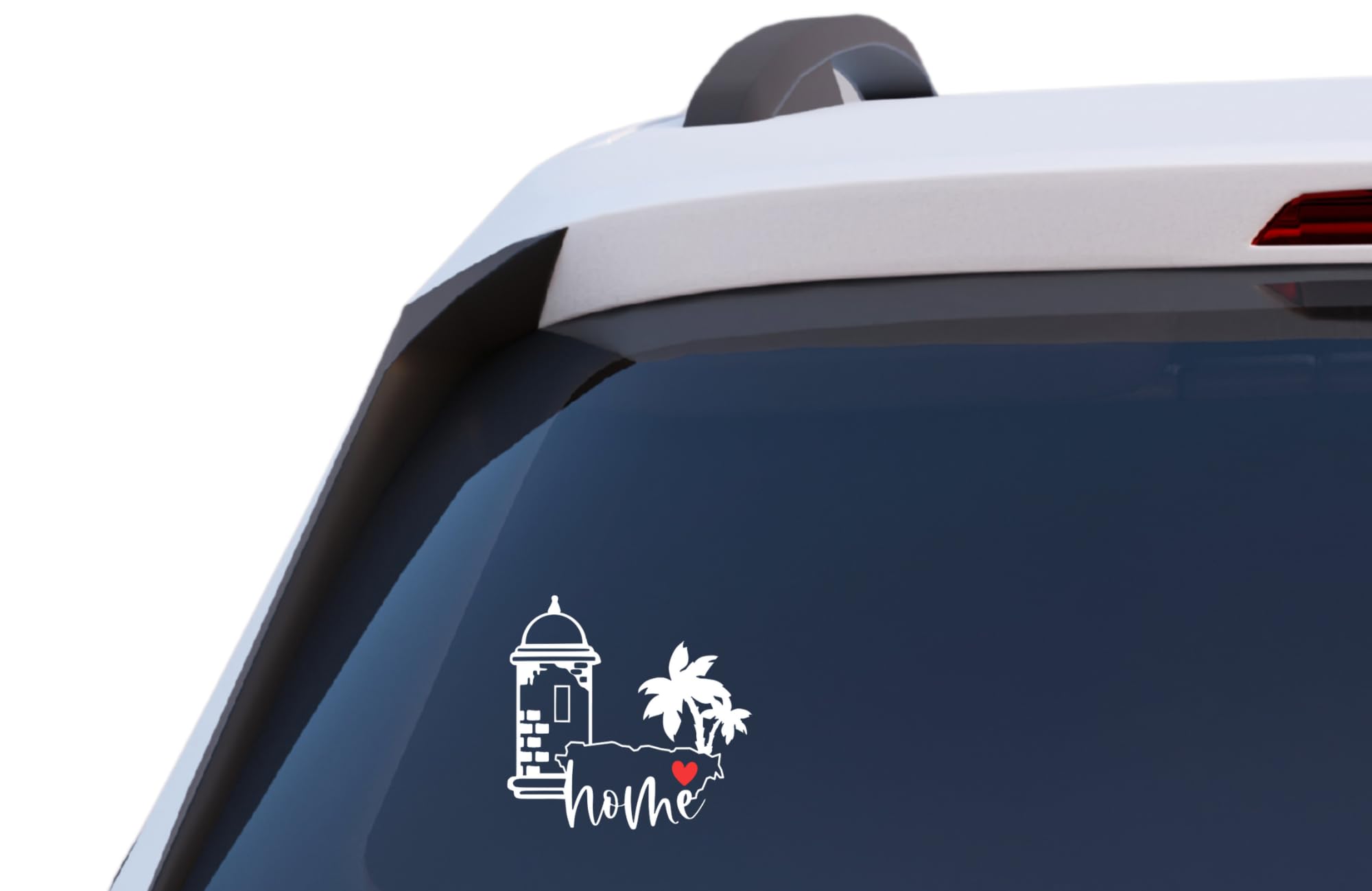 Puerto Rico Decal Sticker 2 Pack, Morro Castle with Palm Trees and Heart Design, Car Window Tumbler Glass Bottle Decorative Label