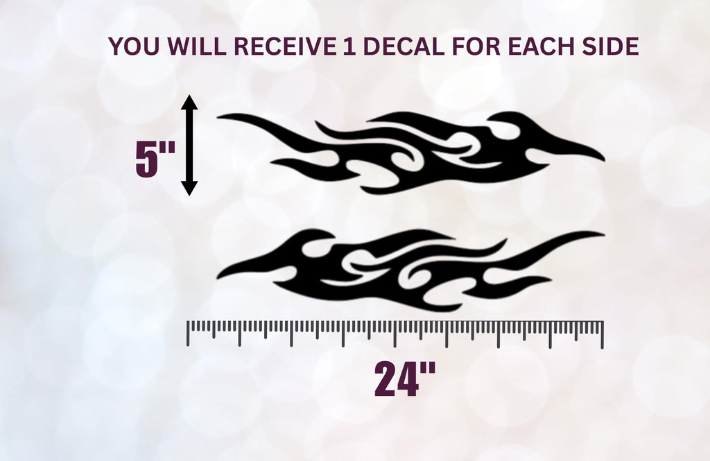 Jet Ski Flame Stripes Vinyl Decal, 24x5 Inch, Set of 2