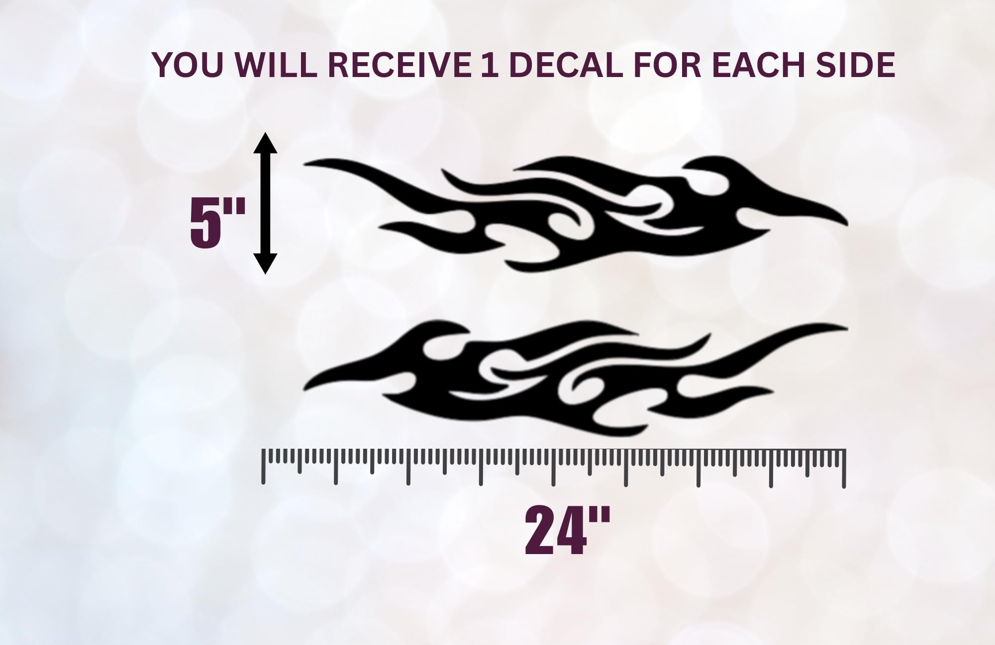 Jet Ski Flame Stripes Vinyl Decal, 24x5 Inch, Set of 2