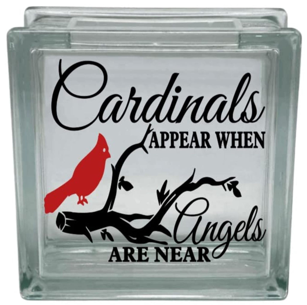 Cardinals Appear When Angels are Near Glass Block Decal, Memorial Decor with Red Cardinal Design (Glass Block Not Included)