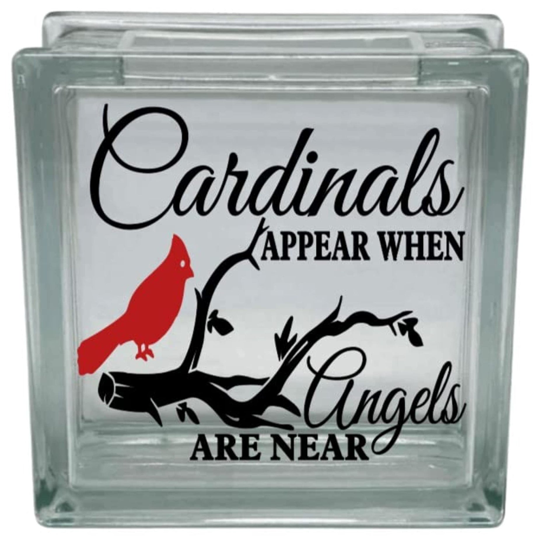 Cardinals Appear When Angels are Near Glass Block Decal, Memorial Decor with Red Cardinal Design (Glass Block Not Included)