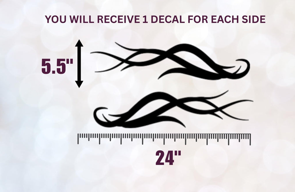 Thorn Stripe Jet Ski Decals, Tribal Design, 24 x 5.5 Inches, Vinyl Sticker Set for Watercraft, 2 Piece