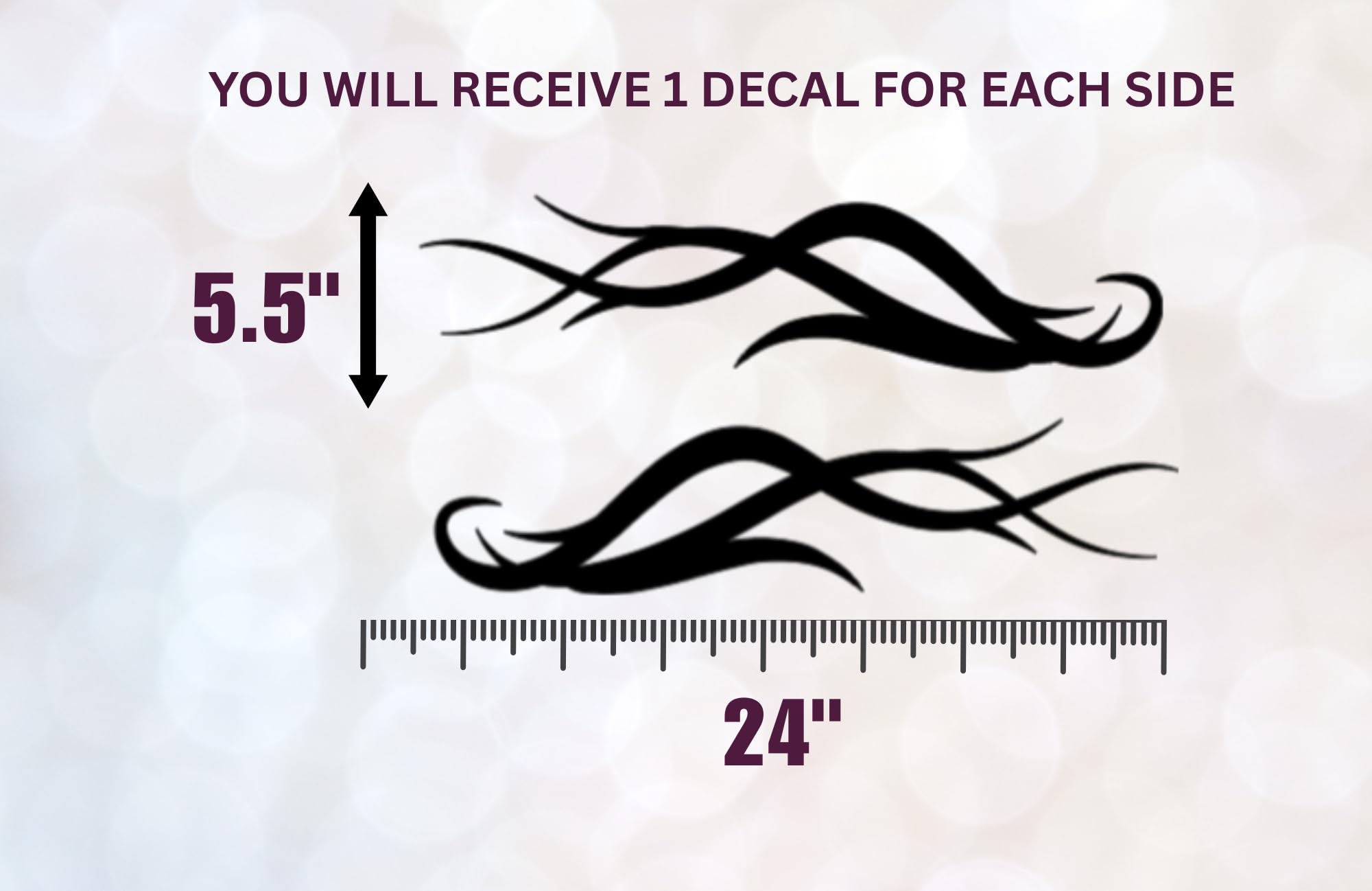 Thorn Stripe Jet Ski Decals, Tribal Design, 24 x 5.5 Inches, Vinyl Sticker Set for Watercraft, 2 Piece