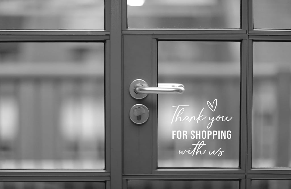 Thank You for Shopping with Us Vinyl Decal, Store Front Window Sticker