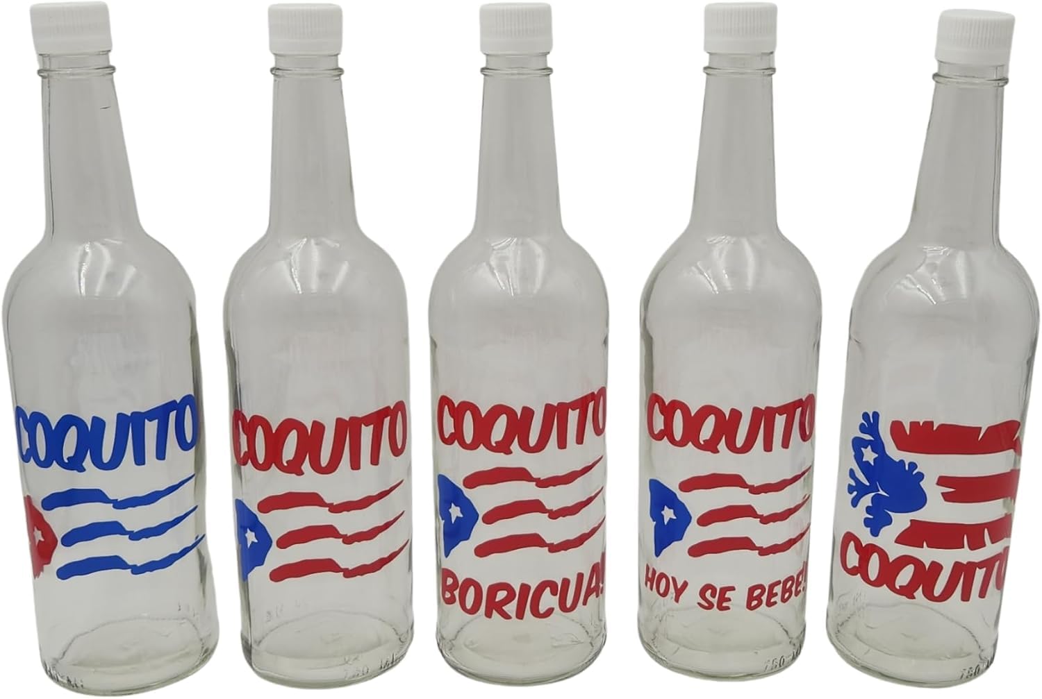 Puerto Rican Flag Design Coquito Bottle Stickers, Patriotic Red White and Blue Decals for Glass Bottles, Traditional Boricua Holiday Drink Labels (Bottle Not Included)