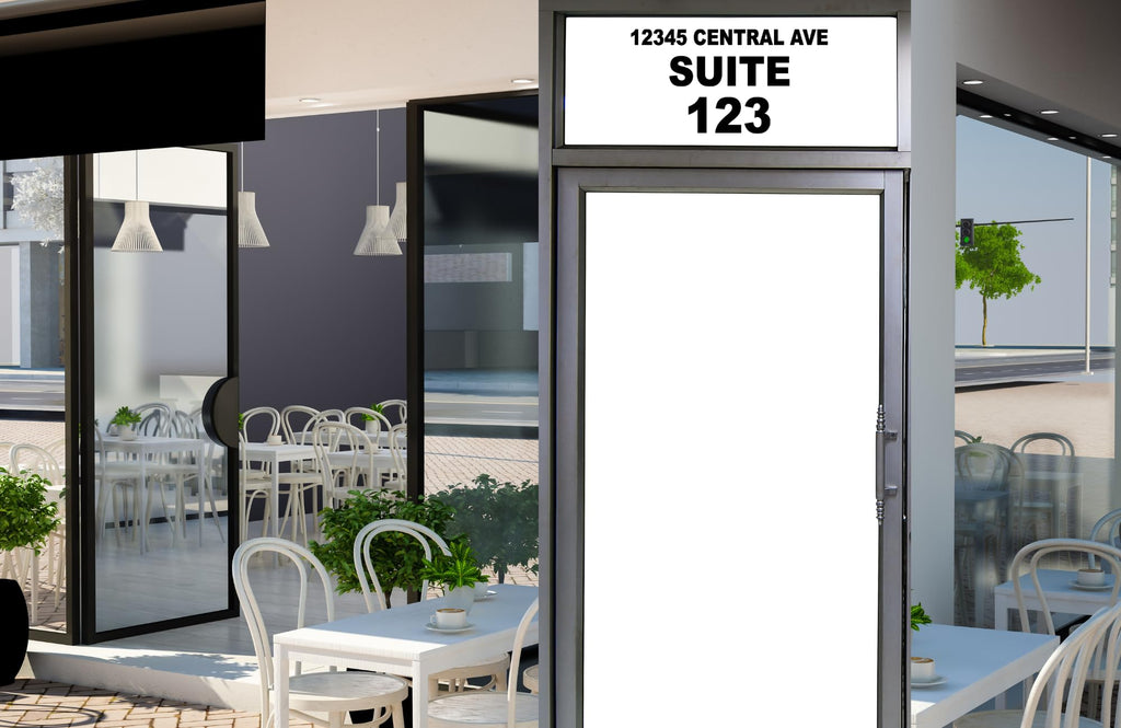Custom Address & Suite Number Decal for Storefront, Office & Business Entrance – Waterproof Vinyl Lettering