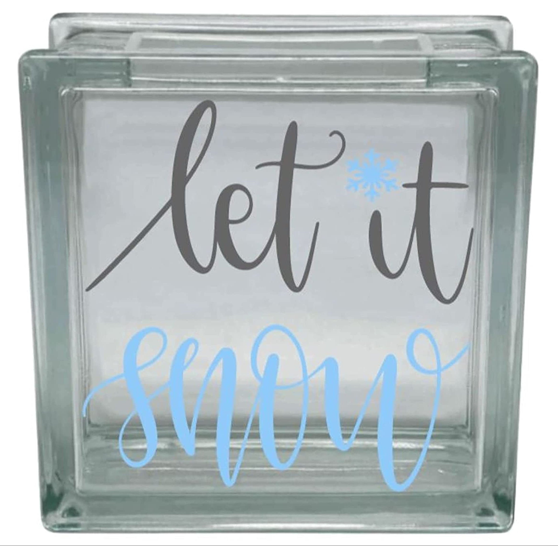 Let It Snow Glass Block Decal, Winter Snowflake Design, Decorative Vinyl Sticker (Glass Block Not Included)
