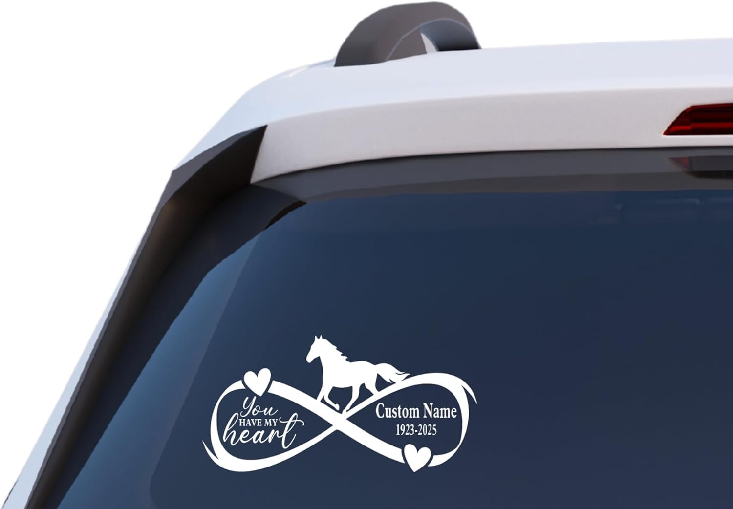 You Have My Heart Infinity Horse Memorial Decal, Customizable Name and Dates, 11x5.5 Inch Vinyl Sticker