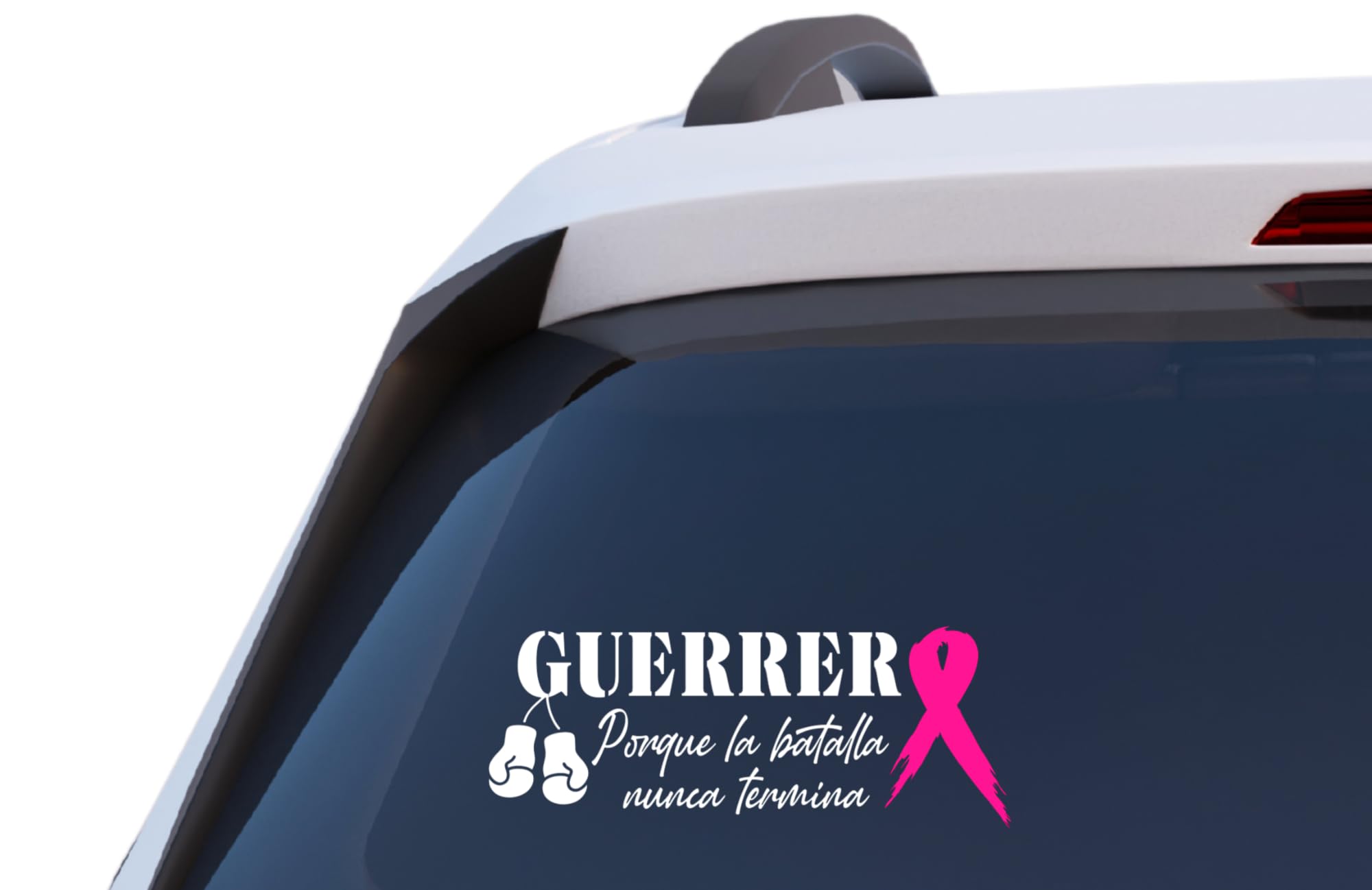 Guerrera Cancer Awareness Vinyl Decal with Pink Ribbon, Porque la Batalla Nunca Termina, Car Window Sticker