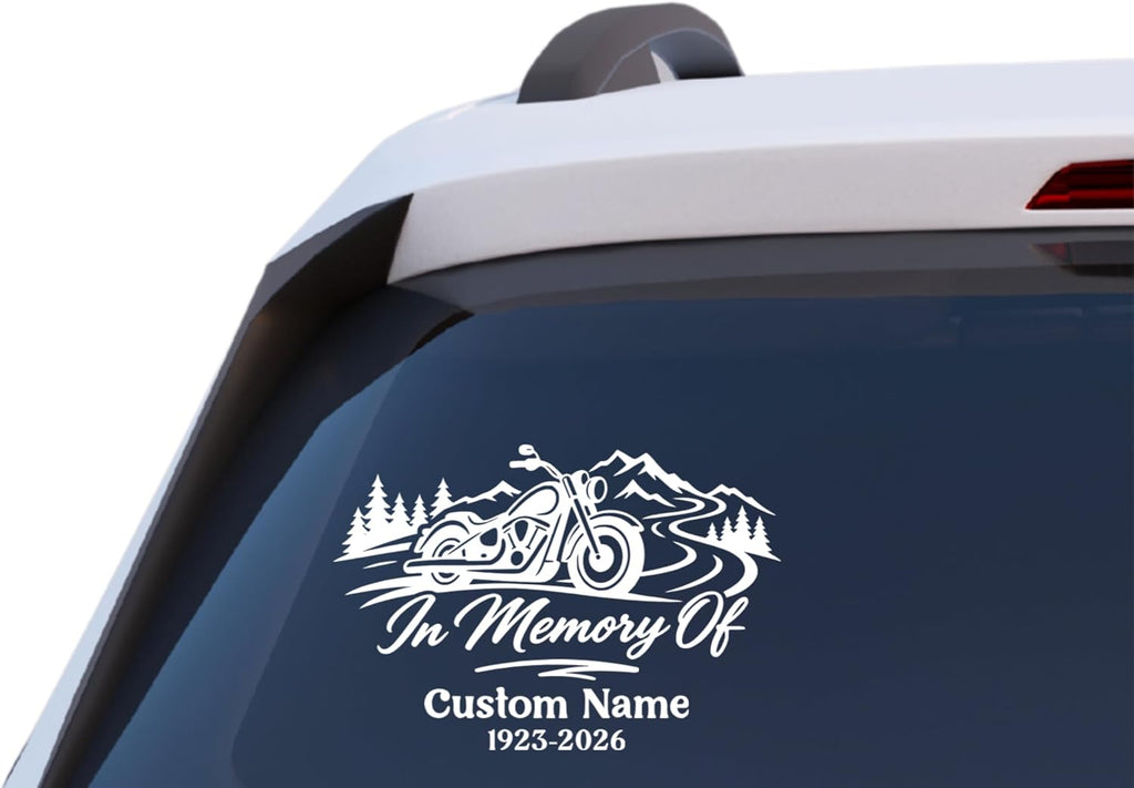 Personalized Motorcycle Memorial Decal, Custom Biker Tribute Sticker