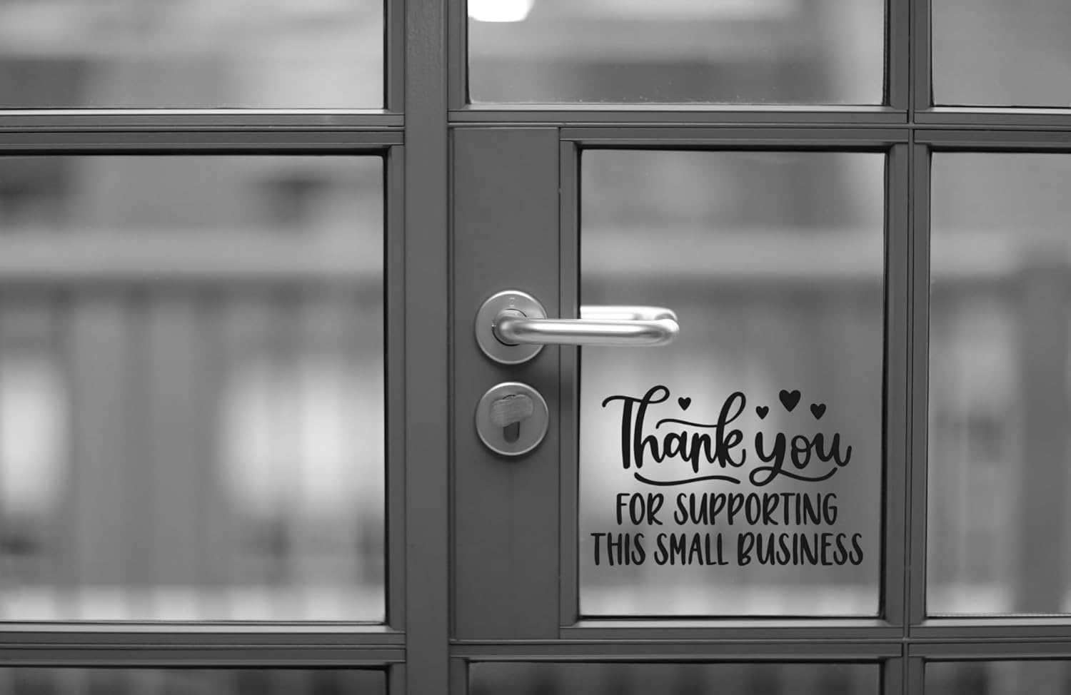 Thank You for Supporting This Small Business Vinyl Decal Sticker, Store Window Decal with Hearts