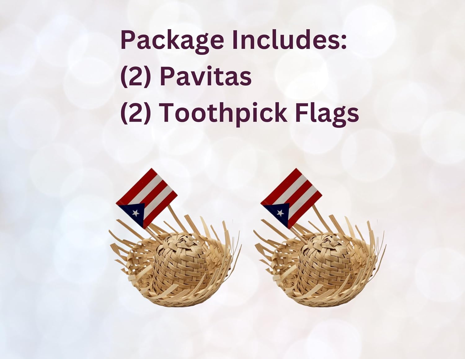 Pack of 2 Mini 3" Pava Straw Traditional Pavita Hats Puerto Rico & Toothpick Flags Jibaro Hats Party Favors Birthday Souvenirs Coquito Bottle Topper