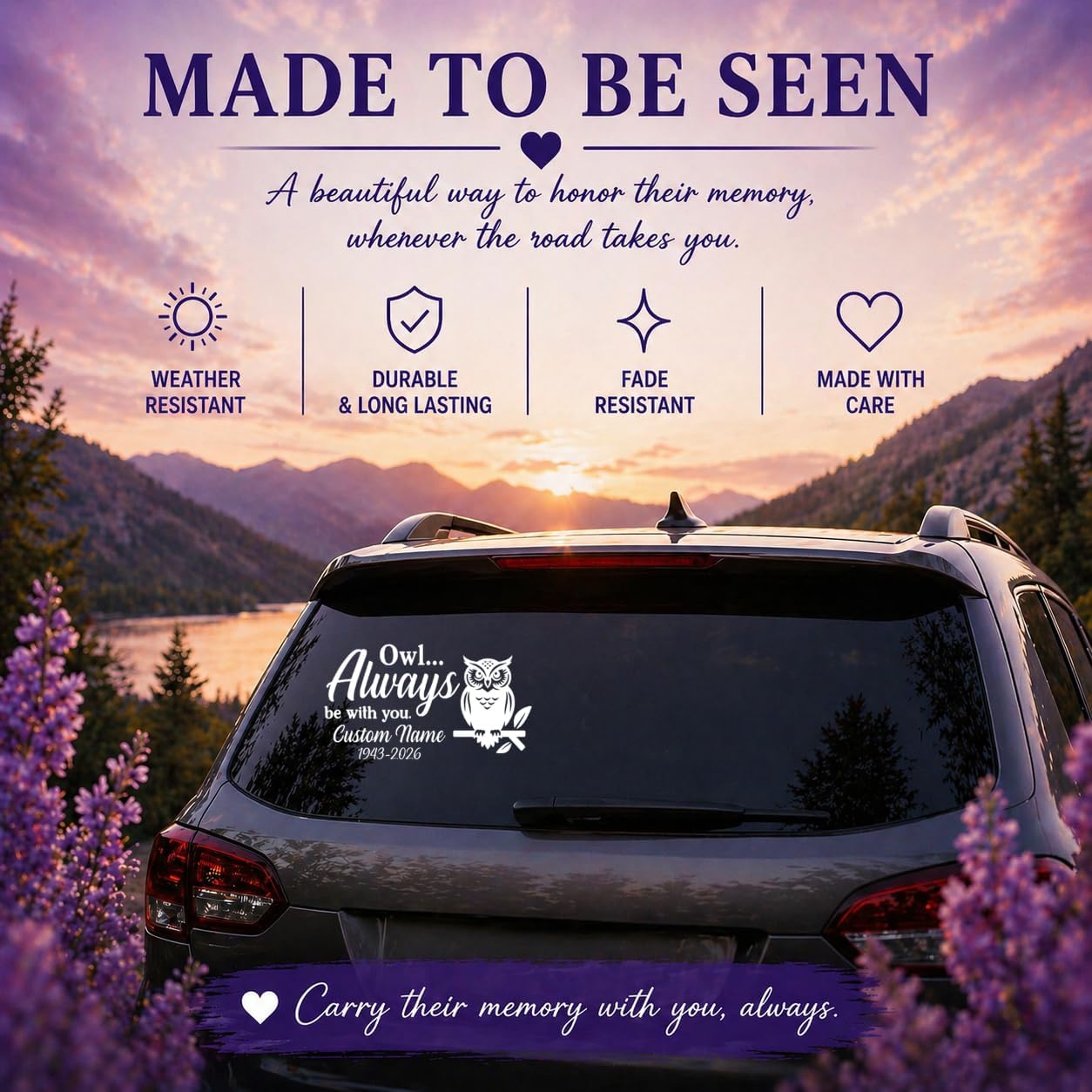 Owl Always Be with You Custom Name & Dates Owl Memorial Decal Sticker for Car Windows - Random Little Finds