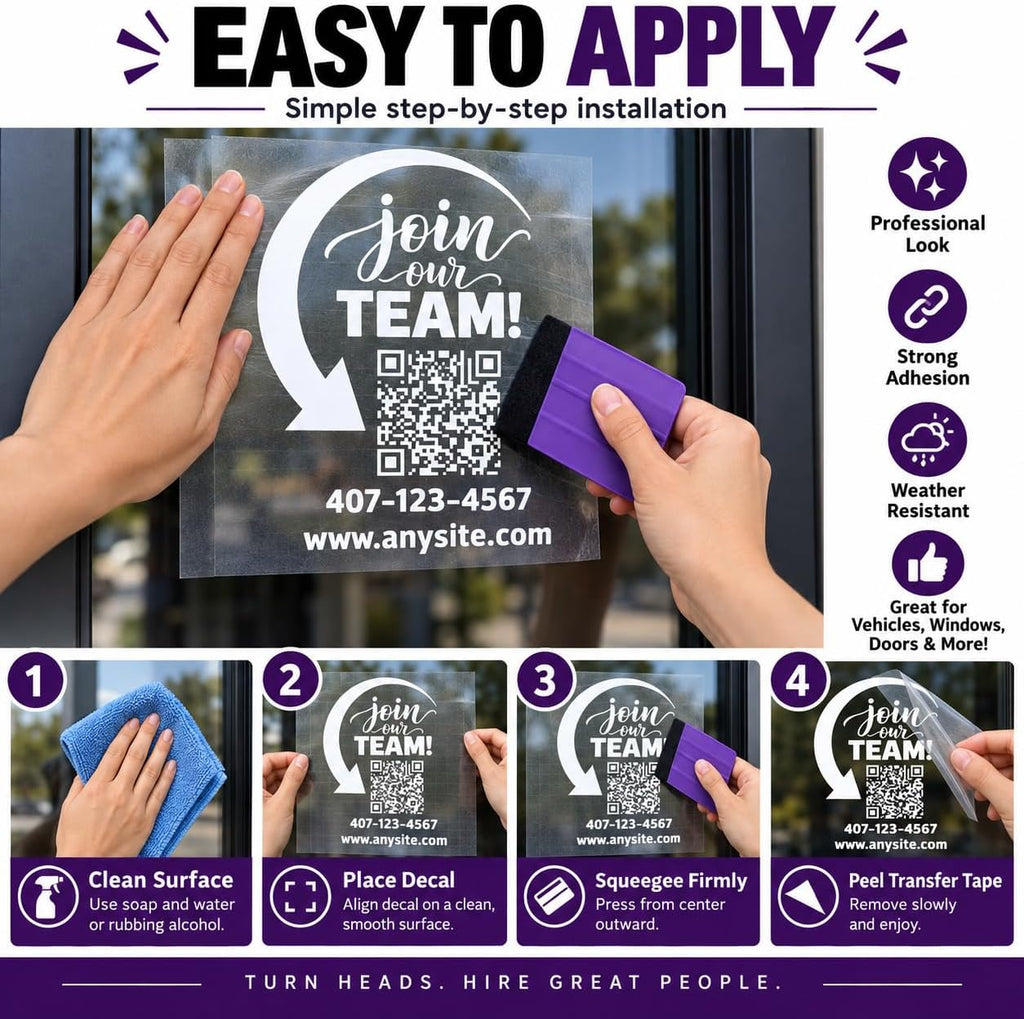 Custom Hiring QR Code Window Decal Sticker Join Our Team Business Vinyl Sign