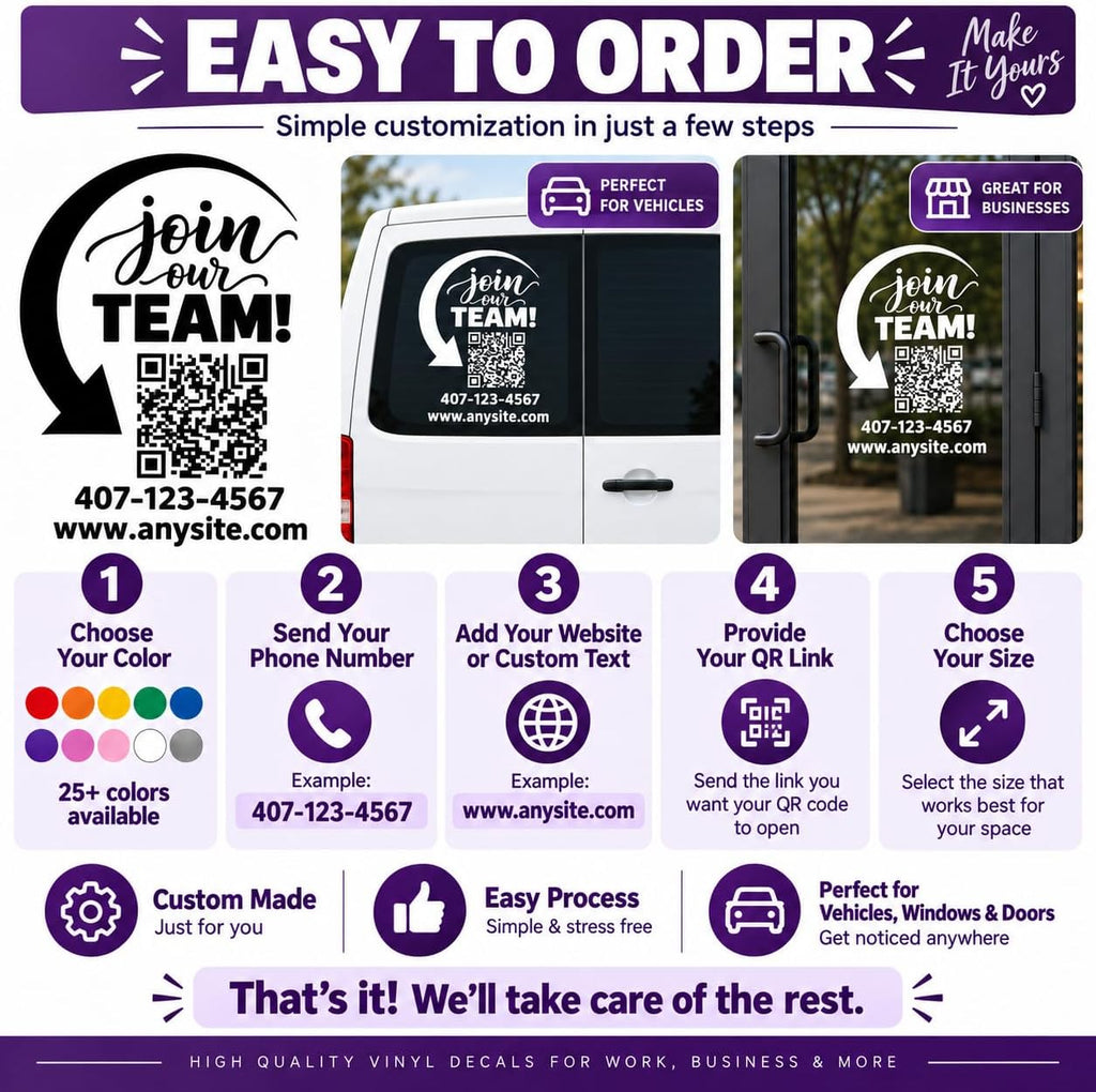 Custom Hiring QR Code Window Decal Sticker Join Our Team Business Vinyl Sign