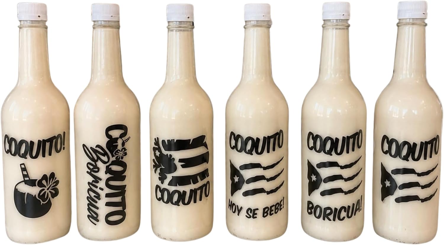 Custom Coquito Bottle Decals - Personalized Puerto Rican Vinyl Labels for Holiday Party Favors - Available in 2, 6, or 12 Packs - Random Little Finds
