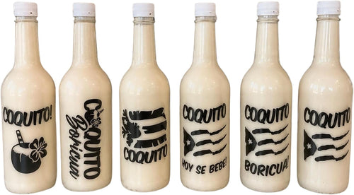 Custom Coquito Bottle Decals - Personalized Puerto Rican Vinyl Labels for Holiday Party Favors - Available in 2, 6, or 12 Packs - Random Little Finds