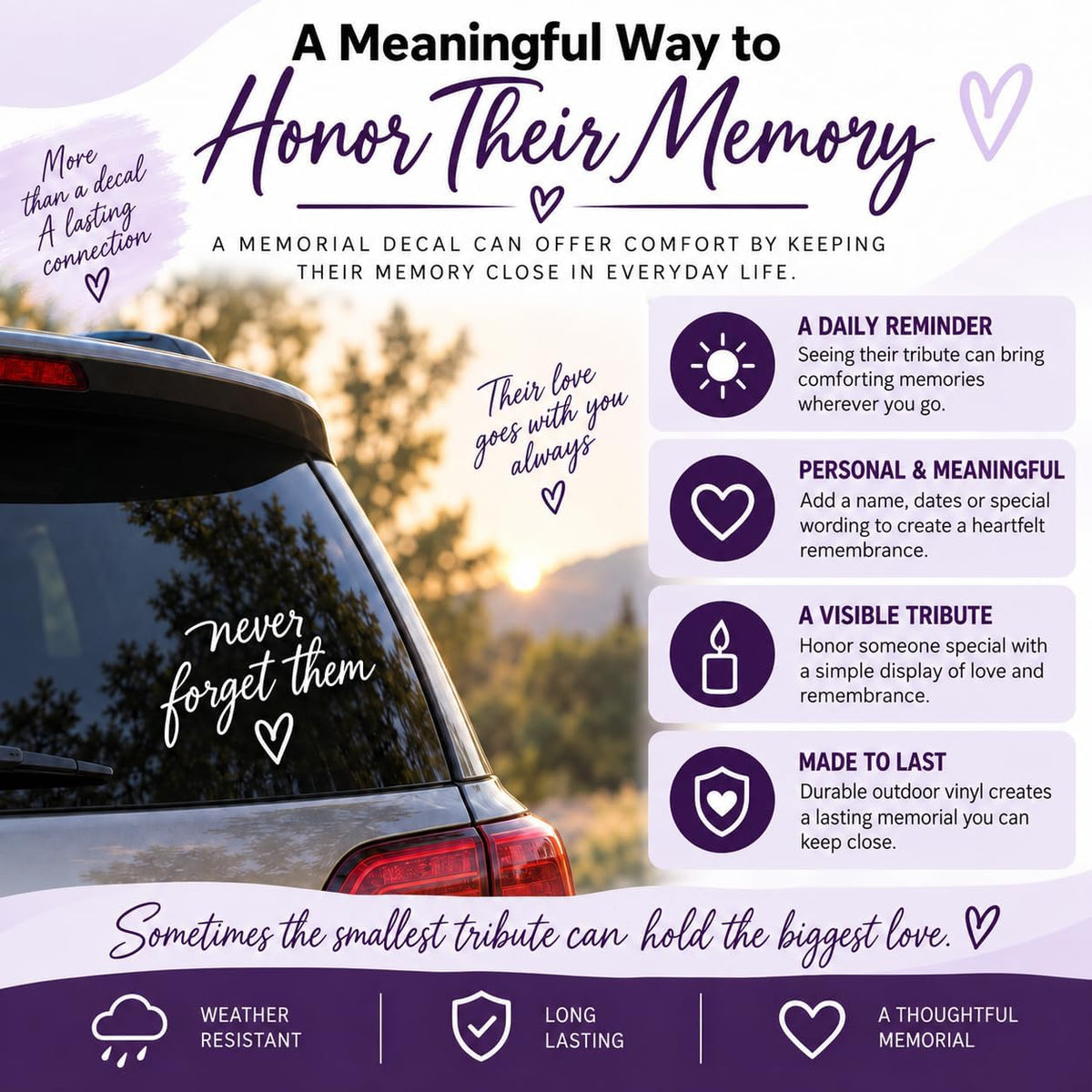 Custom Memorial Car Decal - Personalized Forever In My Heart Vinyl Sticker | Custom Name & Dates Vehicle Tribute Decal