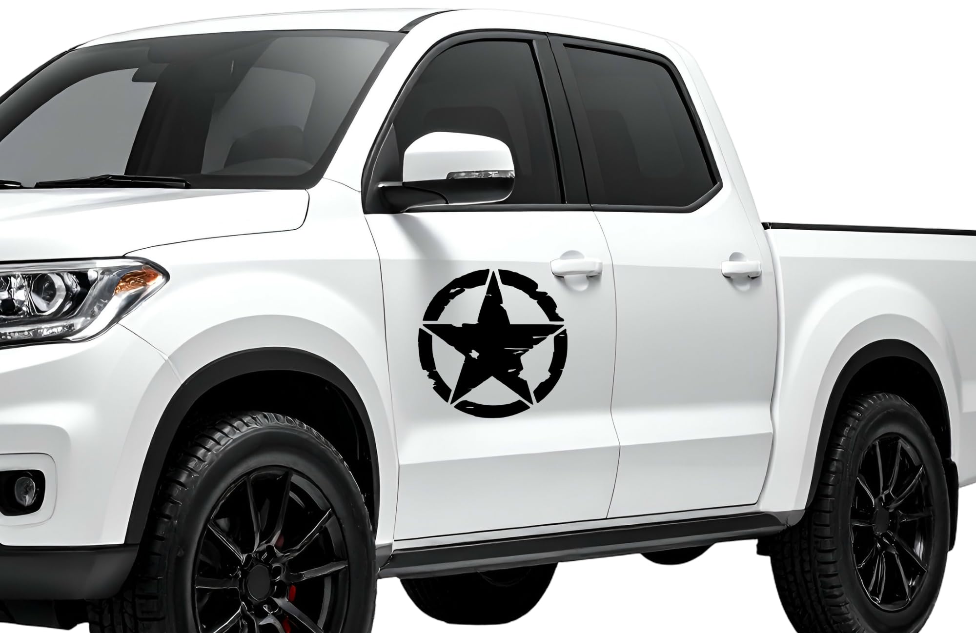 Military Star Vinyl Decal Sticker Truck Car Hood Door Roof Sticker Distressed Star Decal (10", Matte White)