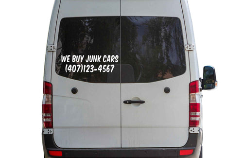 We Buy Junk Cars Decal, Custom Business Phone Number Vinyl Sticker, Vehicle Window Decal