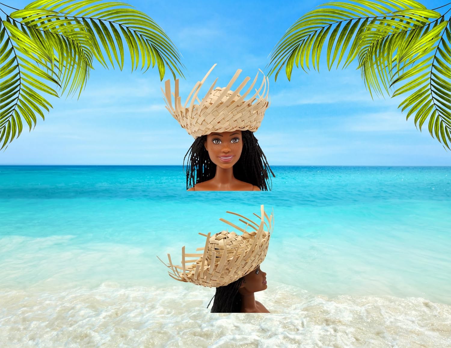 Pack of 2 Mini 3" Pava Straw Traditional Pavita Hats Puerto Rico & Toothpick Flags Jibaro Hats Party Favors Birthday Souvenirs Coquito Bottle Topper
