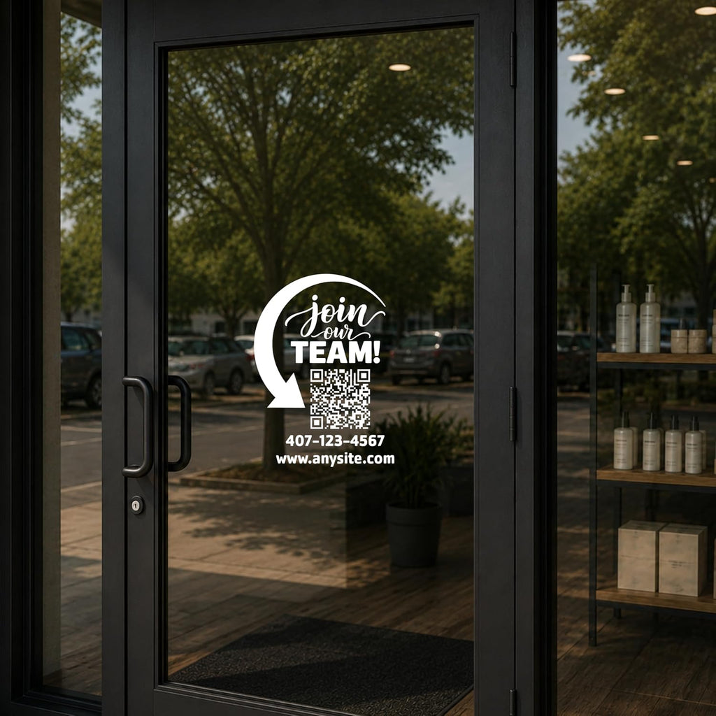 Custom Hiring QR Code Window Decal Sticker Join Our Team Business Vinyl Sign