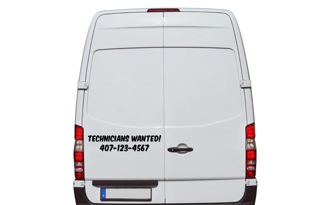 Custom Technicians Wanted Vinyl Decal Sticker with Phone Number, Vehicle Decal, Multiple Color Options Available