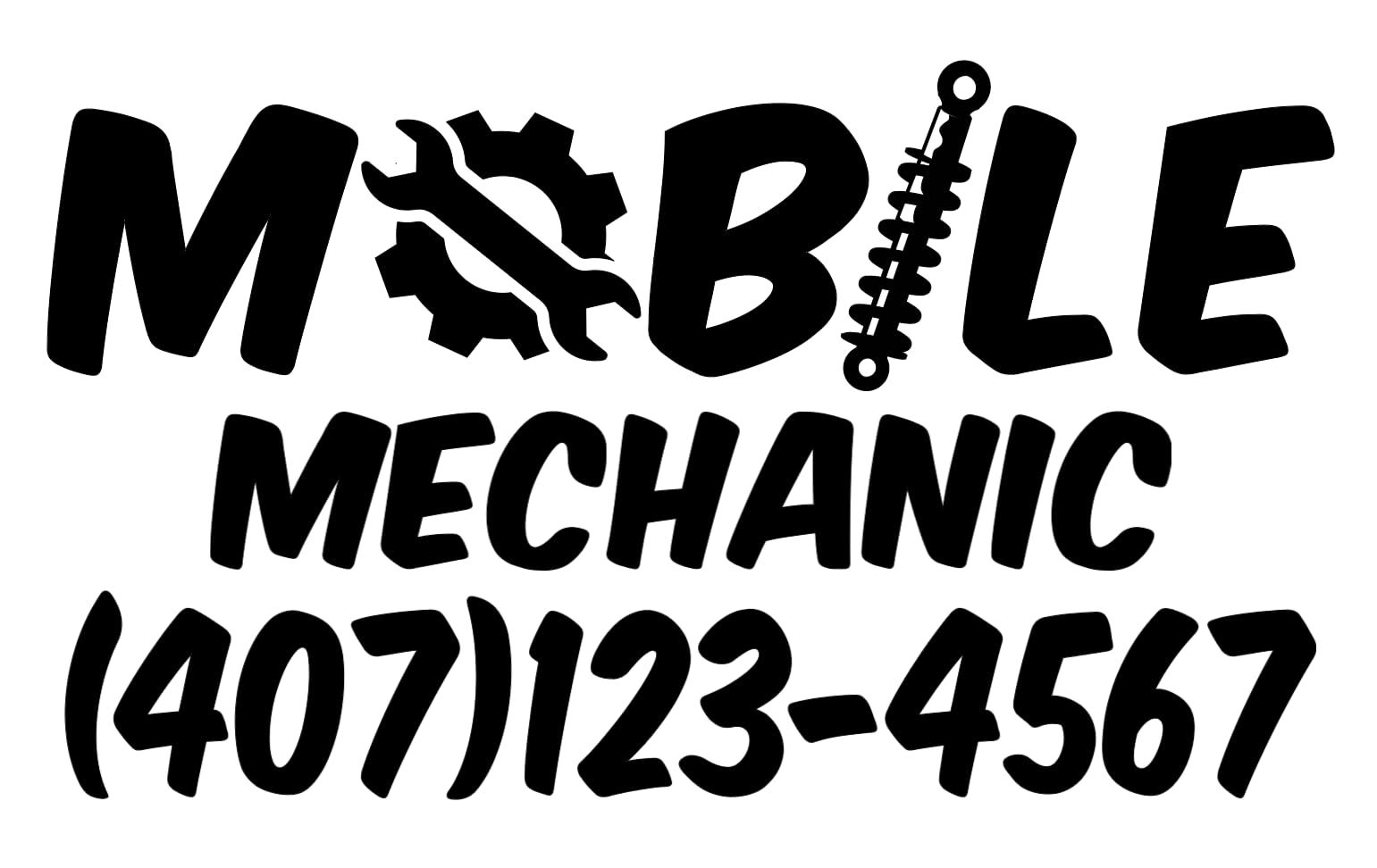 Mobile Mechanic Custom Vinyl Decal with Phone Number for Car Window