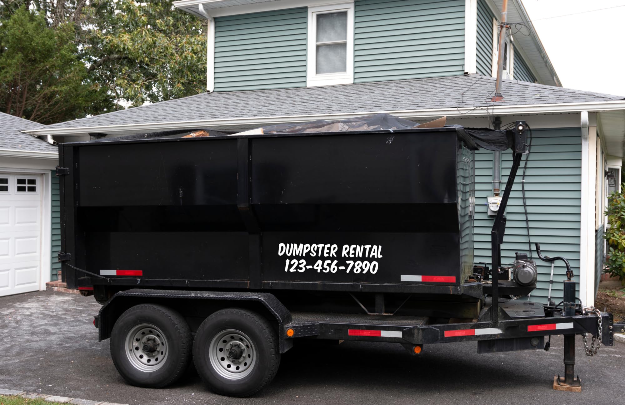 Dumpster Rental Custom Phone Number Vinyl Decal Sticker, Multiple Color Options Available