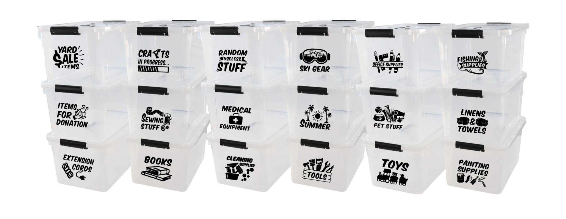 Seasonal Storage Bin Label Vinyl Decals – Organization Labels for Plastic Bins – Garage, Craft & Home Storage Decals