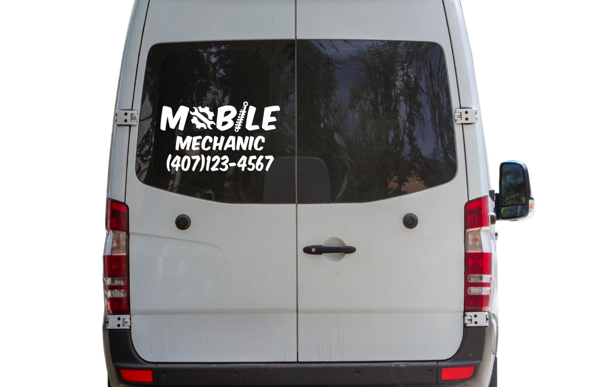 Mobile Mechanic Custom Vinyl Decal with Phone Number for Car Window