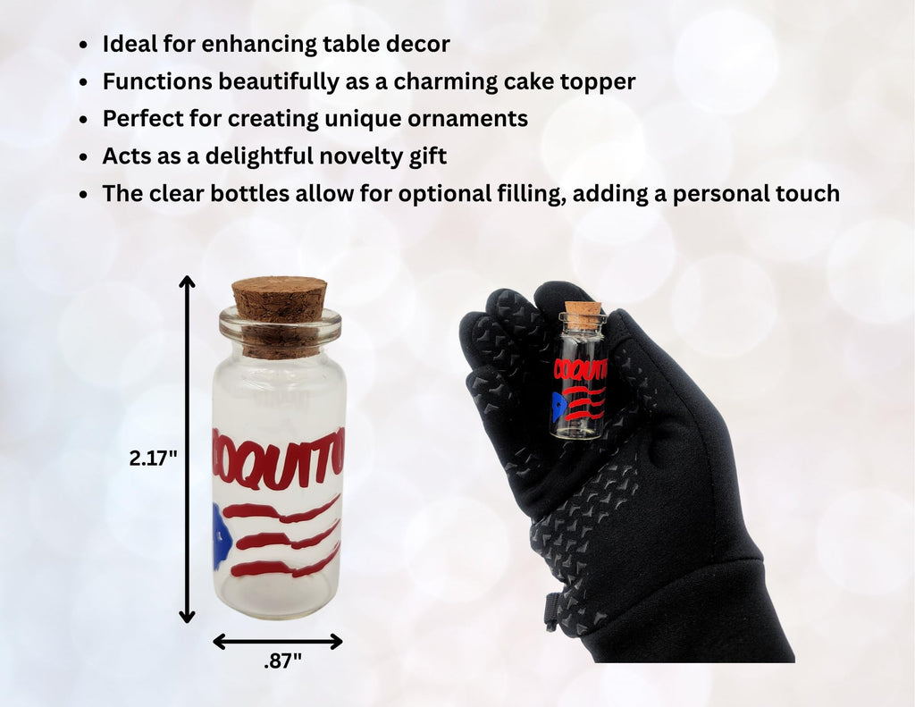 Miniature 2" Coquito Bottles with Puerto Rico Flag Label Pack of 6 Party Decor Accessory Puerto Rician Themed Party Decor Party Souvenirs Christmas Holiday Stocking Stuffer Gift