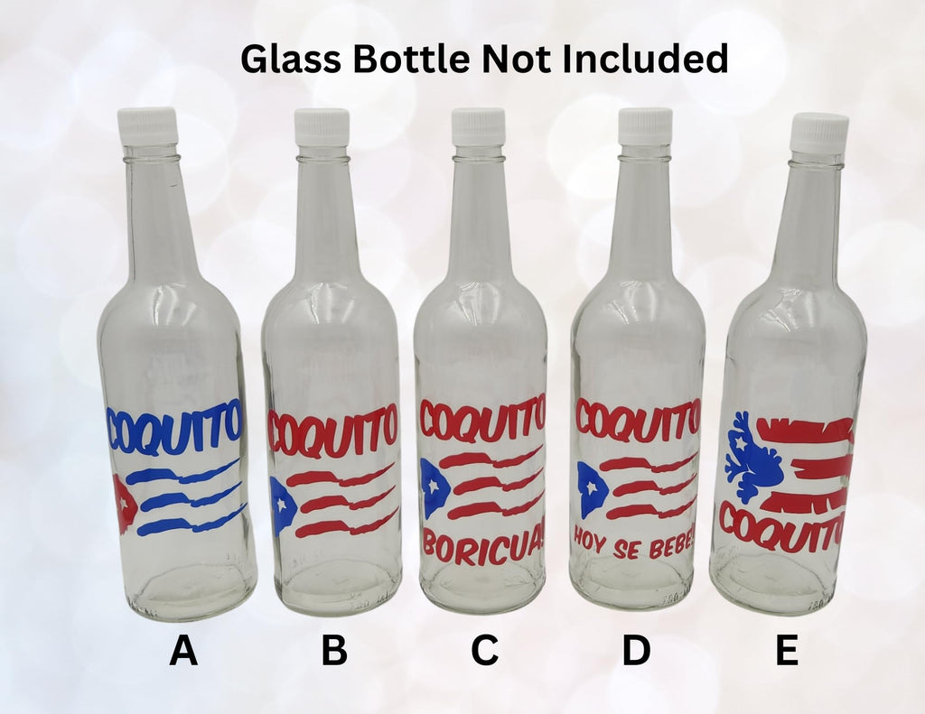 Puerto Rican Flag Design Coquito Bottle Stickers, Patriotic Red White and Blue Decals for Glass Bottles, Traditional Boricua Holiday Drink Labels (Bottle Not Included)
