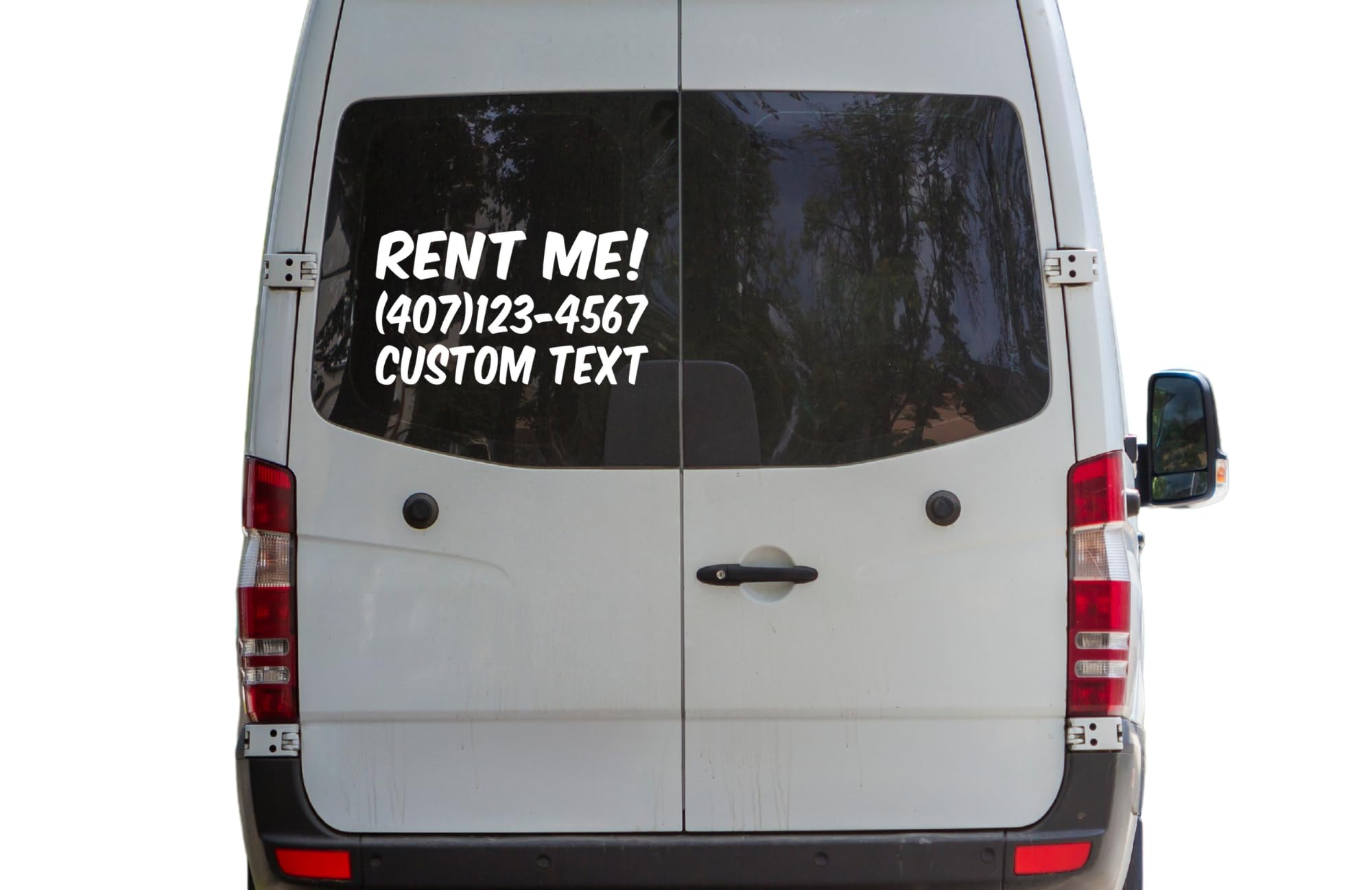 Rent Me Custom Vinyl Decal Sticker with Phone Number and Text, Vehicle Window Decal, Customizable Lettering