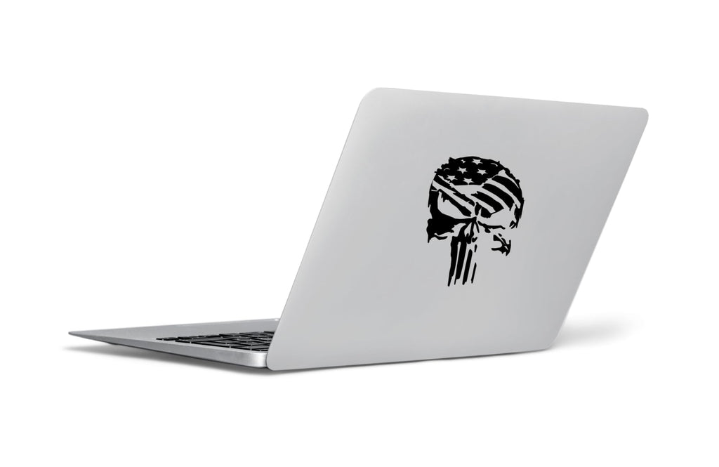 Skull USA Flag Decal, American Flag Millitary Style Vinyl Sticker for Car Window