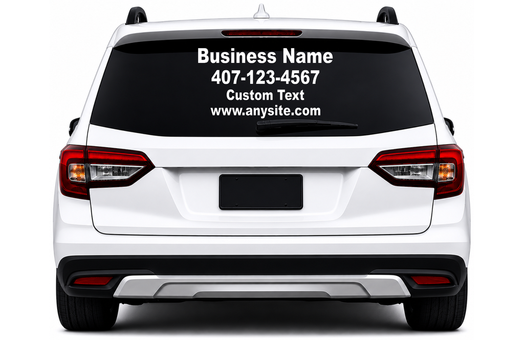 Custom Business Rear Window Decal | Personalized Vehicle Window Lettering | Custom Vinyl Business Advertising Sticker