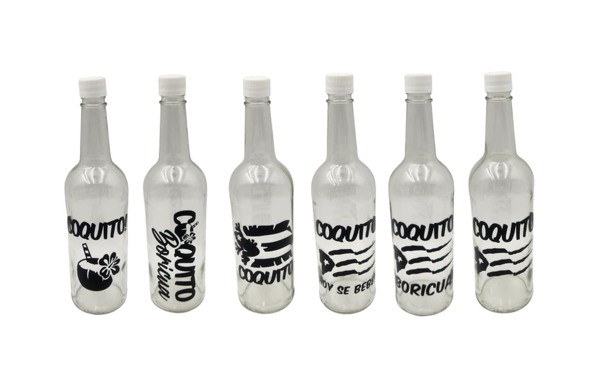 Custom Coquito Bottle Decals – Puerto Rican Vinyl Bottle Labels – 2, 6 or 12 Pack Available – Holiday Party Favor Stickers