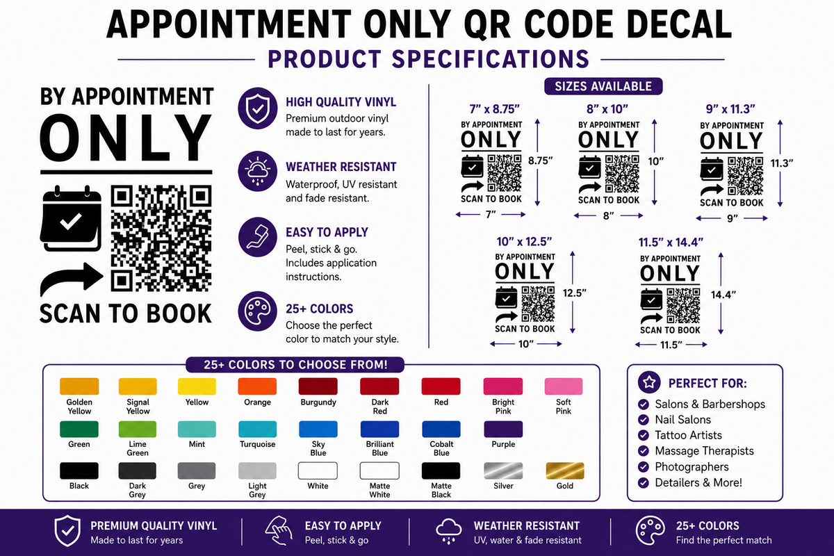 Effortless Appointment Booking with Our Custom Appointment QR Code Decal - Random Little Finds