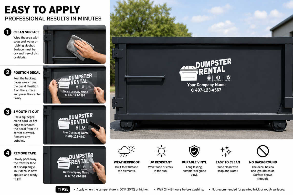 Custom Dumpster Rental Decal | Professionally Designed Business Phone Number Sticker - Random Little Finds