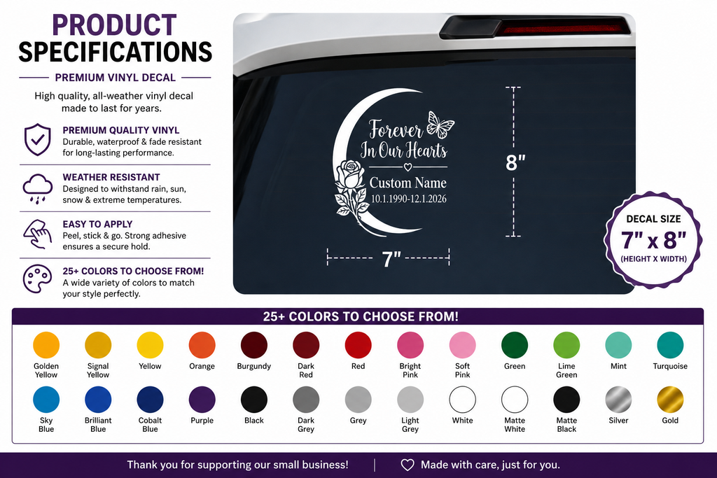 Custom Memorial Decal: A Heartfelt Tribute for Your Car Window - Random Little Finds