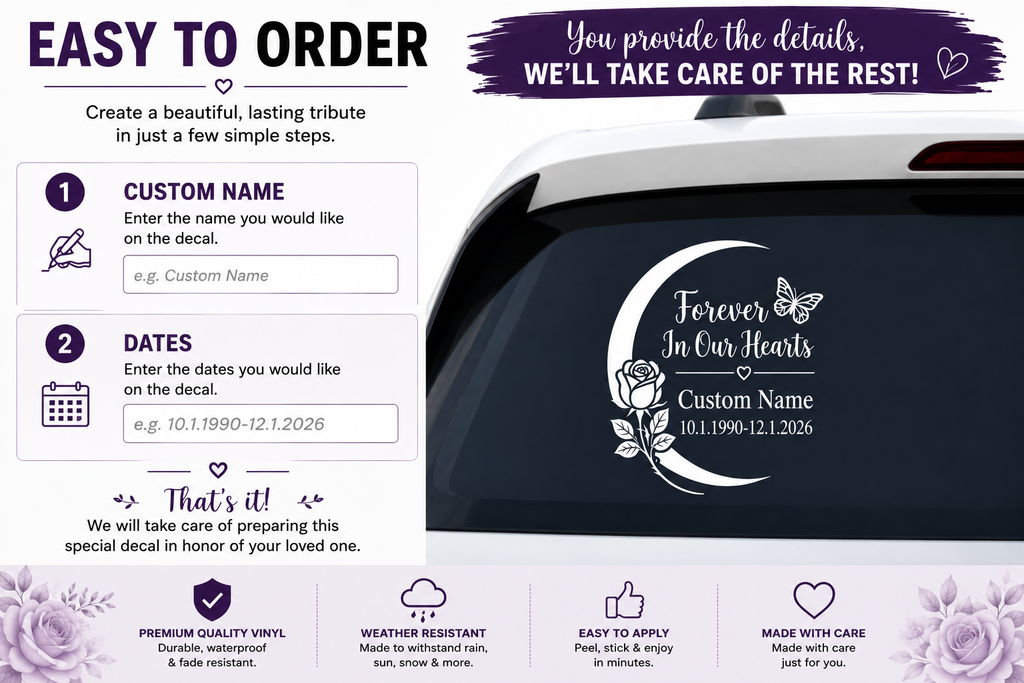 Custom Memorial Decal: A Heartfelt Tribute for Your Car Window - Random Little Finds